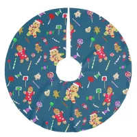Christmas Candy and Gingerbread Men Brushed Polyester Tree Skirt