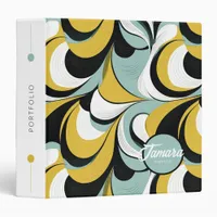 60s 70s Vibe Retro Swirls Abstract Pat#3 ID1069 3 Ring Binder