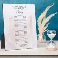 Light Blush Pink Crystals Spa Salon Services Menu Plaque