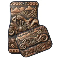 Leather-Inspired Futuristic Motorcycle Artwork Car Floor Mat