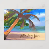 Palm Tree and Ocean Art | Saying Hello Postcard