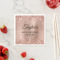 Glittery Light Rose Gold Foil 40th Birthday Napkins