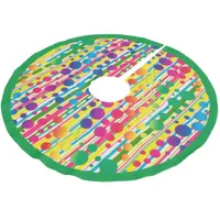 [Beatnik Bubbles] Retro Polka Dot Striped Green Brushed Polyester Tree Skirt