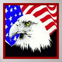 Bald Eagle and American Flag Poster