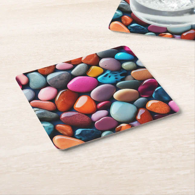 Colorful Stone Background Paper Coaster
