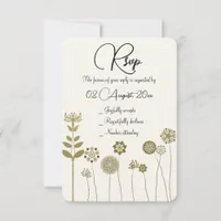 Elegant Timeless Soft Gold Floral Minimalism RSVP Card