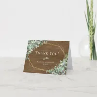 Rustic Wood Eucalyptus Greenery Geometric Wedding Thank You Card