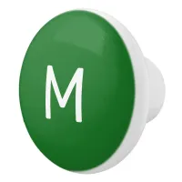 Minimalist White Print Monogram on Green Ceramic Knob