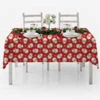 Vintage Retro Santa Red Christmas Tablecloth