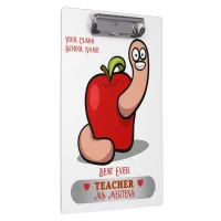 Teacher Appreciation Worm in Apple Add Name Clipboard