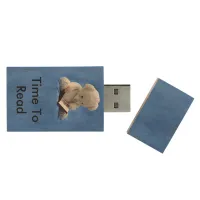 Teddy Bear Time to Read USB Maple Wood Flash Drive