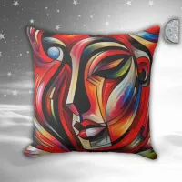 Abstract brightly colored Outdoor |Throw Pillow