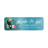 Watercolor Tropical Toucan Bride-to-Be Teal ID577 Label