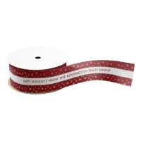 Elegant Winter Silver Red Snowflake Pattern Stripe Grosgrain Ribbon