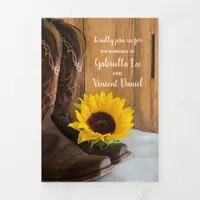 Country Sunflower Western Barn Wedding Tri-Fold Invitation