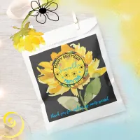 Sunflower Girl Party Birthday Black Favor Bag