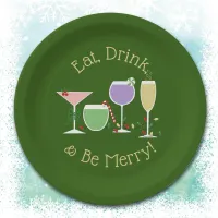 Retro Holiday Cocktails Paper Plates