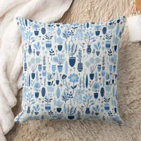 Shades of Blue, White, Yellow Container Plants  Throw Pillow