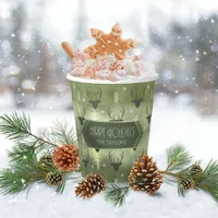 Deer Antlers Arrows Christmas  Pattern Green ID861 Paper Cups