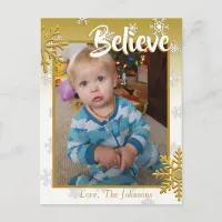 Add a Photo to this Believe Gold Christmas Card
