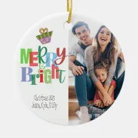 Merry & Bright Photo Ceramic Square Ornament