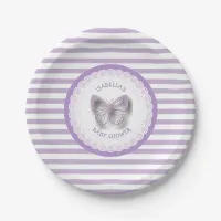 Personalized Purple Butterfly Baby Shower Plates