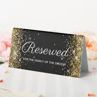 Faux Gold Glitter Black Reserved Table Tent Sign