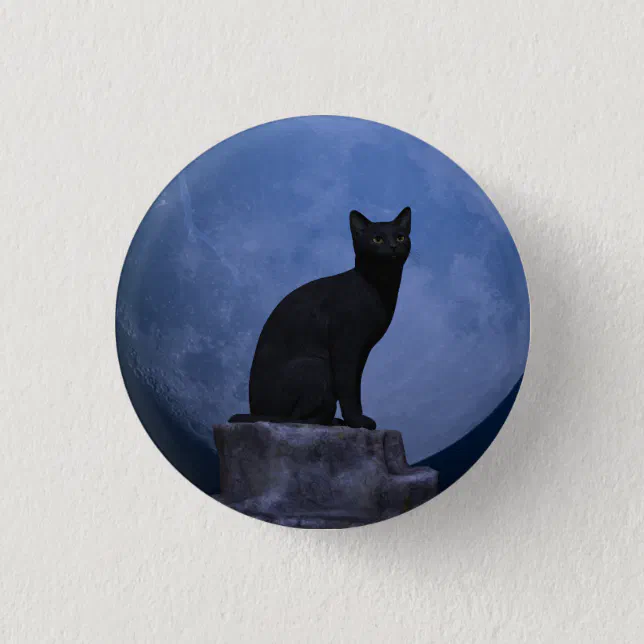 Moonlit Cat Pinback Button