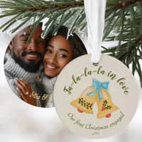 First Christmas Engaged Bell Bow Yellow Keepsake Ornament