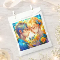 Anime Boy and Girl Floral Couple Personalized Favor Bag