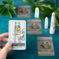 Halloween Witch on Broom 3d Stone Carving Tarot