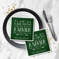 Personalized Christmas Verse Typography Green Napkins