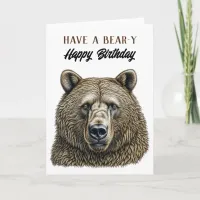 Happy Birthday Brown Bear Themed Card