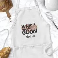 Whip It Good Pink Watercolor Funny Personalized Adult Apron