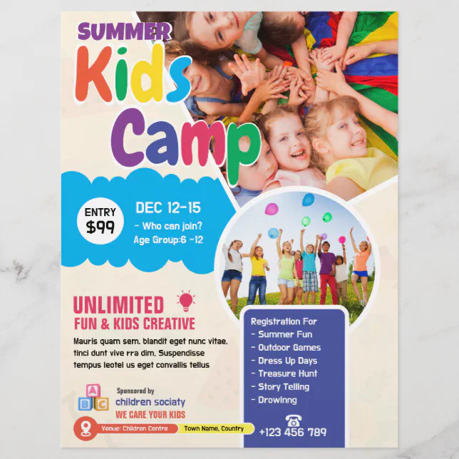 Custom Kids Summer Camp Flyer