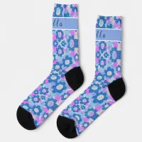 Cute Girly Flowers Pretty Pink Blue All-Over-Print Socks