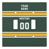 Sports Team Name Number Green Gold White Double Light Switch Cover