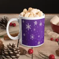 White Snowflakes with Blue-Purple Background Coffee Mug