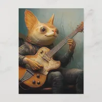 A funny catfish playing guitar fantasy  postcard