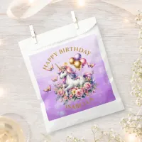 Pretty Pink, Purple and Gold Unicorn Birthday  Favor Bag