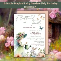 Magical Fairy Garden Watercolor Girl Birthday  Invitation