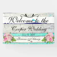 Rustic Wood and Floral Wedding Banner