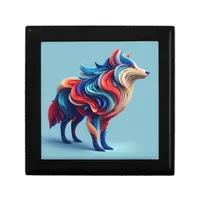 Multi-colored abstract wolf gift box