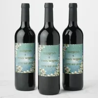 Whimsical Cherry blossom with Sparkles Wine Label