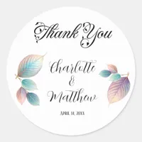 Ethereal Beauty Soft Tone Whimsical Pastel Leaves Classic Round Sticker