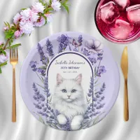 Elegant Lavender and Cat Birthday Paper Plates