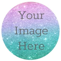 Create Your Own Bright Mermaid Ombre Glitter Dust Classic Round Sticker