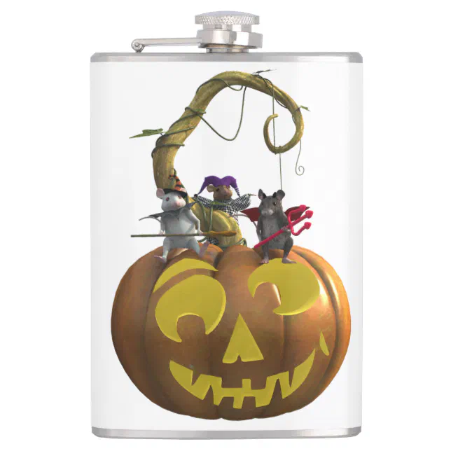 Cute Halloween Mouse Trio Flask