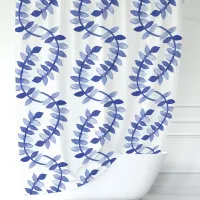 Blue Watercolor Vines Shower Curtain