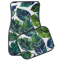 Green and Blue Foliage Philodendron Botanical   Car Floor Mat